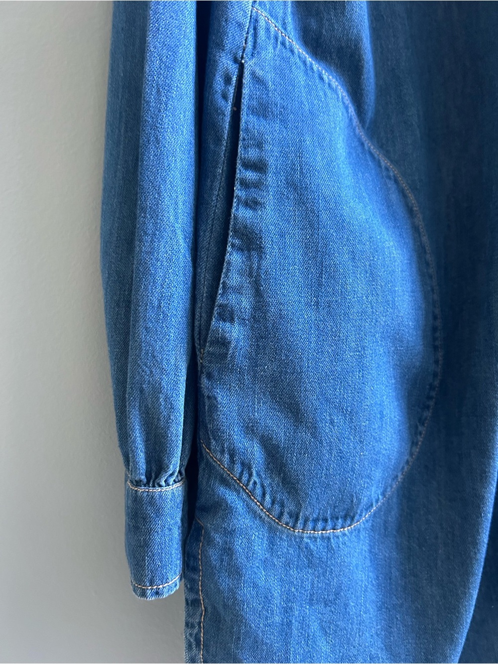 NWT Anthropologie Pilcro Size Large Blue Ruffle Denim Mini Shirt Dress - Picture 10 of 16